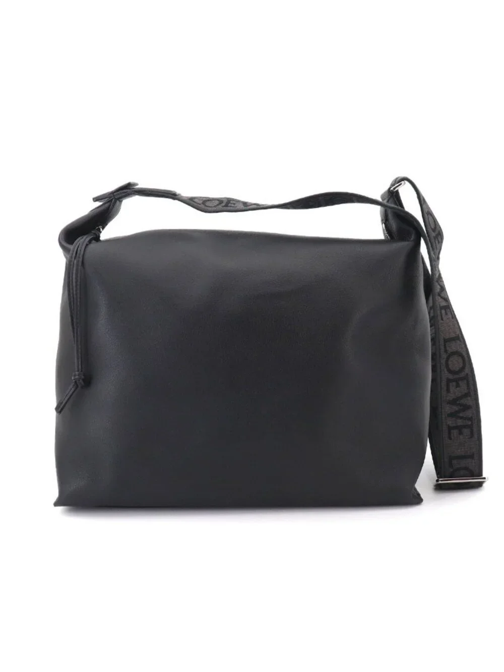 Loewe Cubby Crossbody Shoulder Bag Leather Black Silver